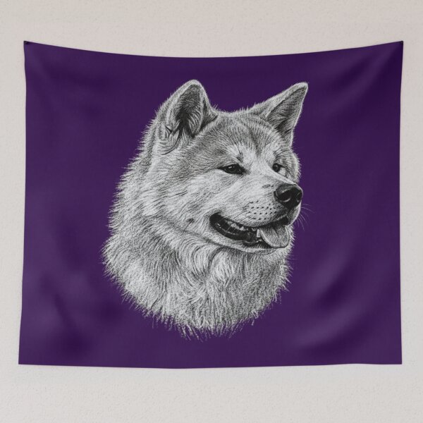 Item preview, Akita Inu Dog Breed Chalk Sketch Portrait designed and sold by Exquisite Design Studio „Paculówka”.