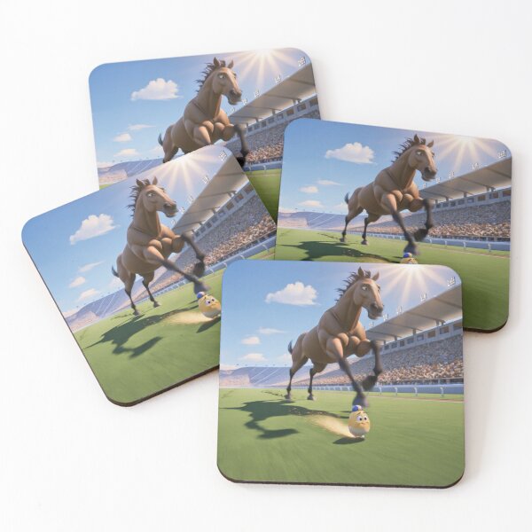 Item preview, Egg Character Racing the World's Fastest Horse - Funny Cartoon Art, Scene 2 designed and sold by HappyEggyShop.