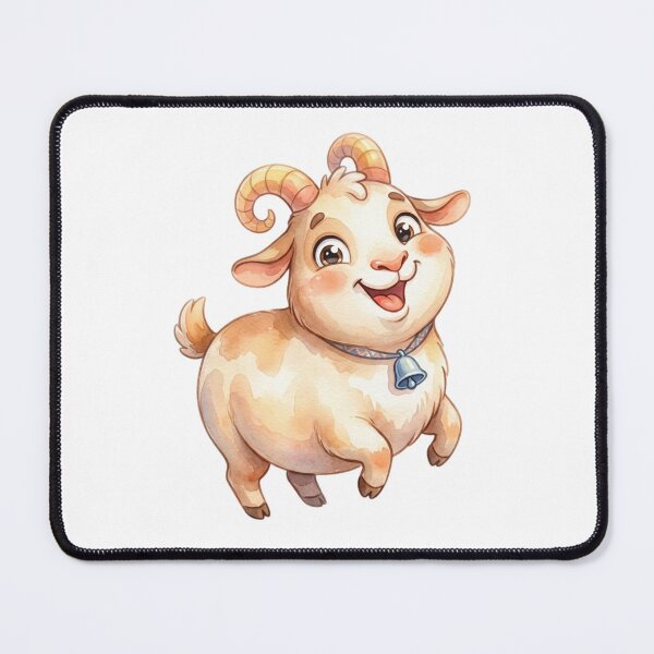 Item preview, Chubby Happy Goat Watercolor Cartoon Illustration designed and sold by StickVerse by Owais.