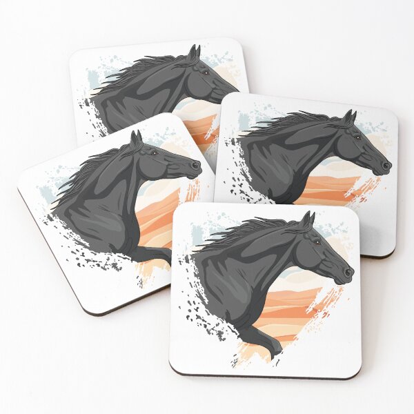 Item preview, A black Abaga horse in front of a heart, and a desert designed and sold by Cheval-de-coeur.