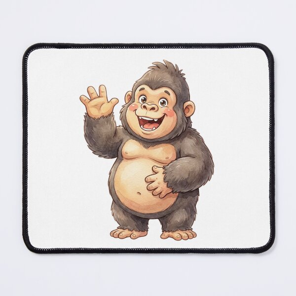 Item preview, Chubby Happy Gorilla Watercolor Cartoon Illustration designed and sold by StickVerse by Owais.