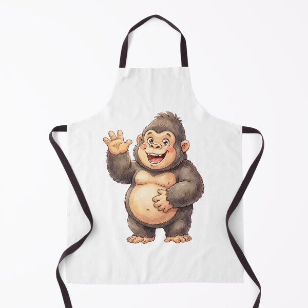 Item preview, Chubby Happy Gorilla Watercolor Cartoon Illustration designed and sold by StickVerse by Owais.