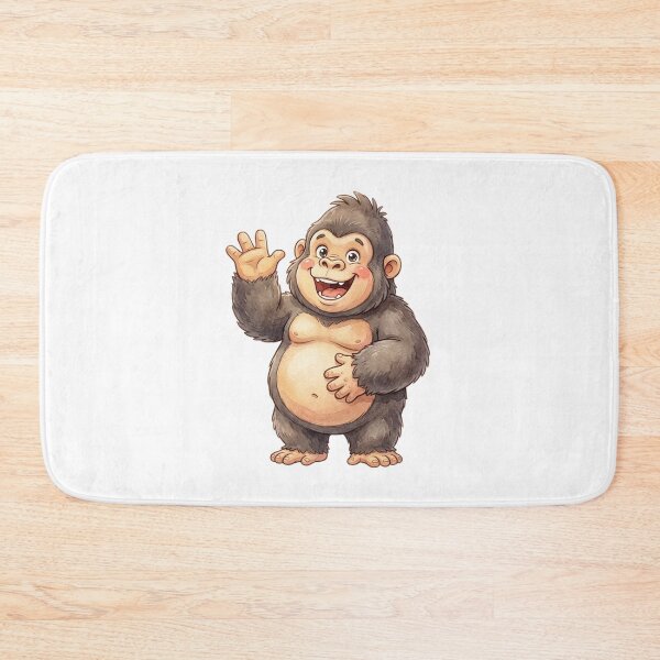 Item preview, Chubby Happy Gorilla Watercolor Cartoon Illustration designed and sold by StickVerse by Owais.