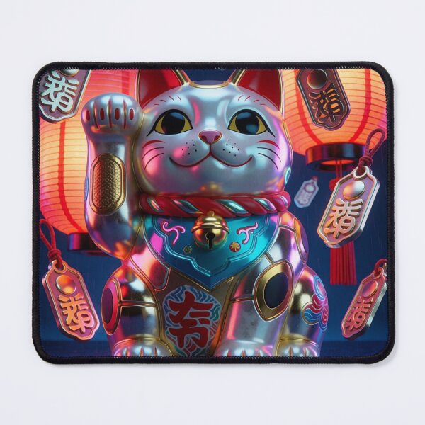 Item preview, Cyberpunk Maneki Neko Japanese Lucky Cat designed and sold by AillustriaAK.