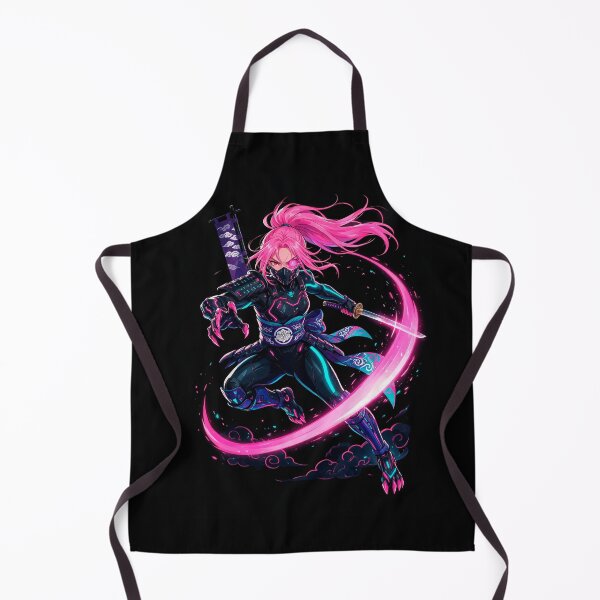Item preview, Neon Pink Kunoichi Warrior - Cyberpunk Ninja Anime Art designed and sold by Raloel Art.