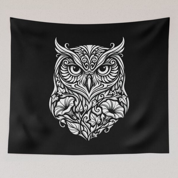 Item preview, Elegant Botanical Owl Vector Stencil Art designed and sold by ZUMERI.