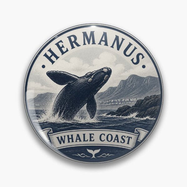 Item preview, Hermanus Whale Coast Travel Badge – Breaching Whale designed and sold by The Digital Compass.
