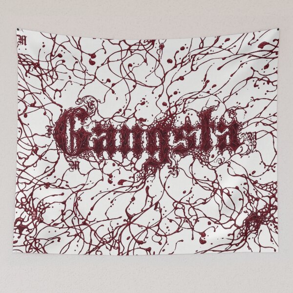Item preview, Gangsta Gothic Lettering Crimson Splatter Drip Dark Streetwear Urban Art designed and sold by MarCinu Art.