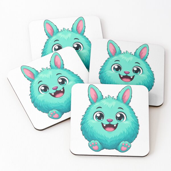 Item preview, Cute Fluffy Round Teal Monster — Adorable Cartoon Creature designed and sold by ZKYss-Design.