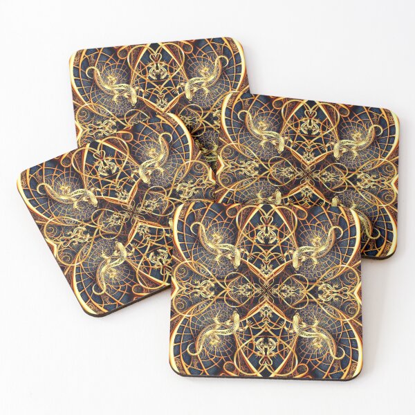Item preview, Golden Heart Lizard Mandala Fractal designed and sold by chantalittah.
