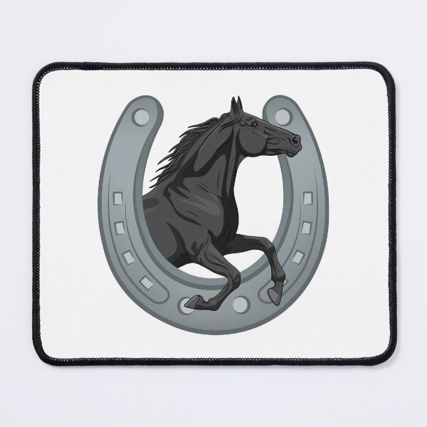 Item preview, A black Abaga horse galloping across a horseshoe designed and sold by Cheval-de-coeur.