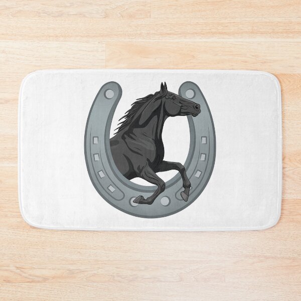 Item preview, A black Abaga horse galloping across a horseshoe designed and sold by Cheval-de-coeur.