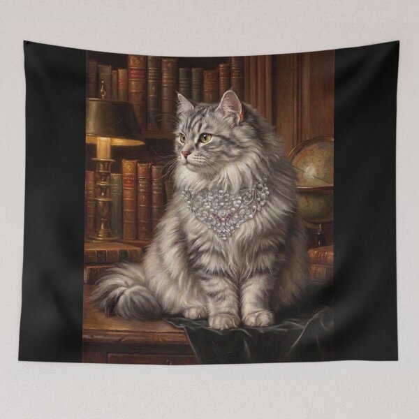 Item preview, Royal Silver Cat Diamond Necklace designed and sold by The Real Beast Art.