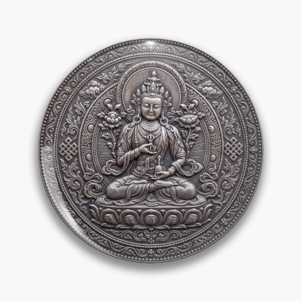 Item preview, Silver Vajrasattva Coin Art | Hindu Sacred Coin Design designed and sold by CosmicLotusArt.