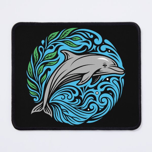 Item preview, Graceful Dolphin Ocean Waves Vector Graphic Art designed and sold by ZUMERI.