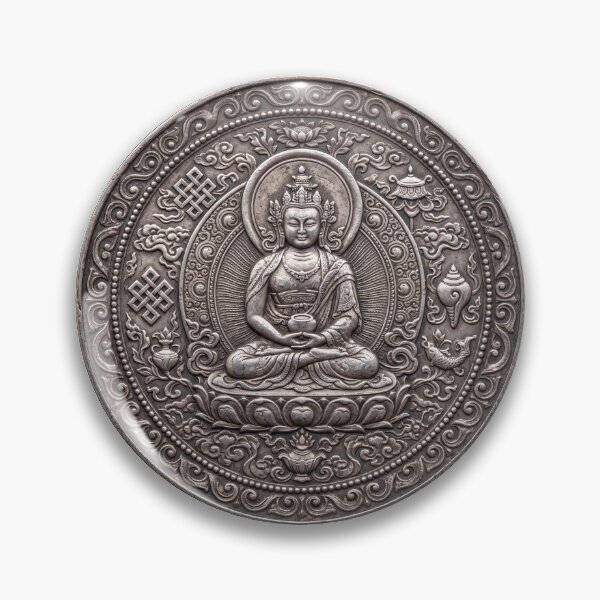 Item preview, Silver Amitabha Buddha Coin Art | Hindu Sacred Coin Design designed and sold by CosmicLotusArt.