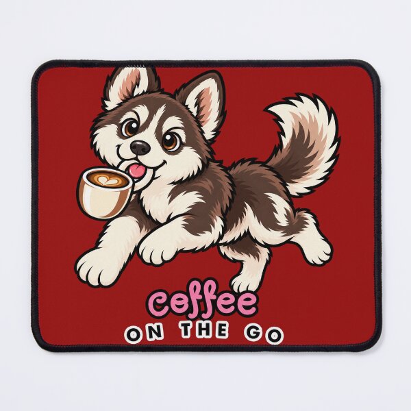 Item preview, Coffee On The Go Funny Husky Puppy Running With Coffee Cup Design designed and sold by RobertArt08.