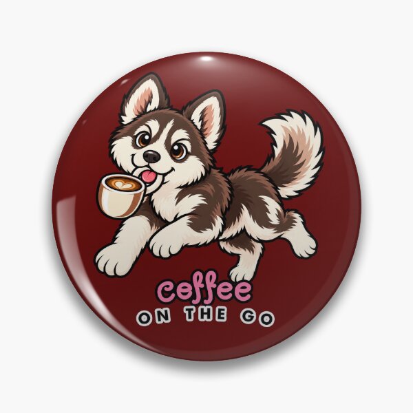 Item preview, Coffee On The Go Funny Husky Puppy Running With Coffee Cup Design designed and sold by RobertArt08.