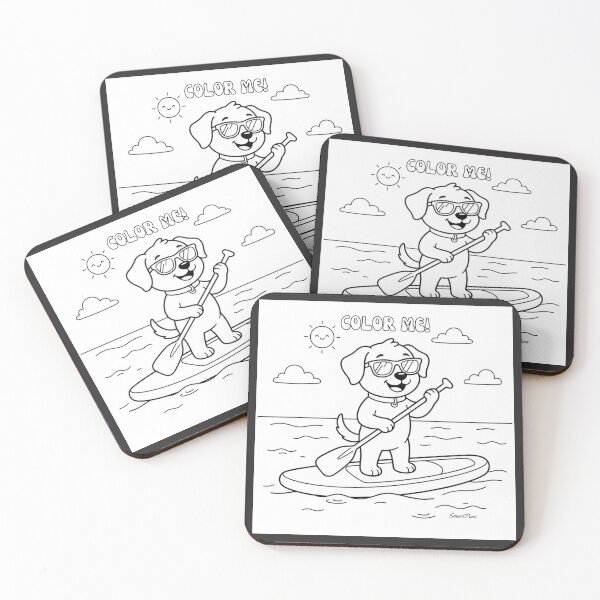 Item preview, Color Me Cute Dog SUP – Kids Coloring Book Page Stand Up Paddleboarding, Color-Your-Own Puppy Summer Beach Sticker Notebook Apparel designed and sold by SmartPuns.