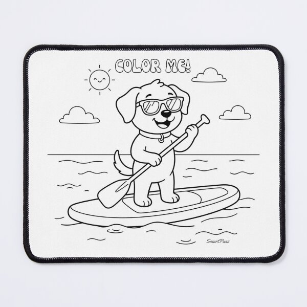Item preview, Color Me Cute Dog SUP – Kids Coloring Book Page Stand Up Paddleboarding, Color-Your-Own Puppy Summer Beach Sticker Notebook Apparel designed and sold by SmartPuns.