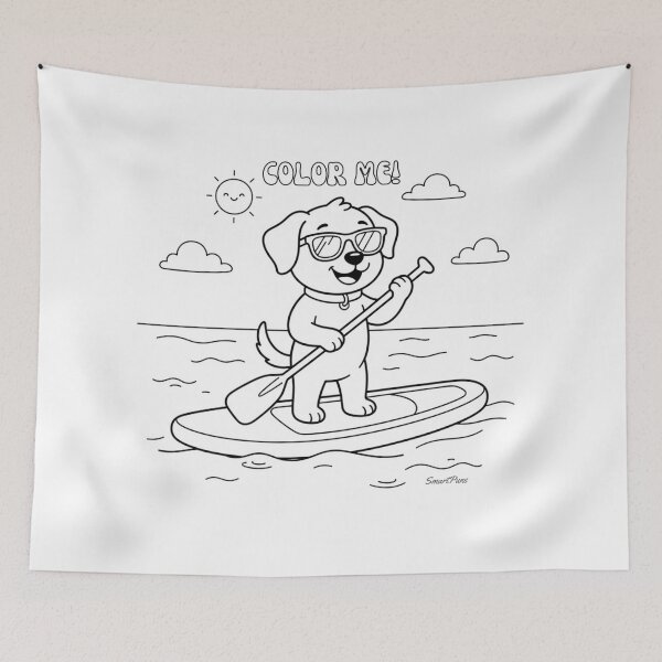 Item preview, Colorea tu lindo perro SUP – Página para colorear para niños sobre Stand Up Paddleboarding, cuaderno de pegatinas de playa de verano para colorear con cachorros designed and sold by SmartPuns.