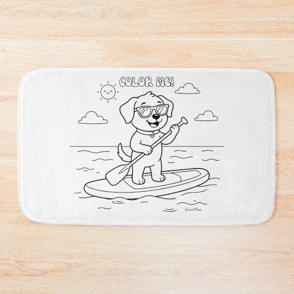 Item preview, Color Me Cute Dog SUP – Kids Coloring Book Page Stand Up Paddleboarding, Color-Your-Own Puppy Summer Beach Sticker Notebook Apparel designed and sold by SmartPuns.