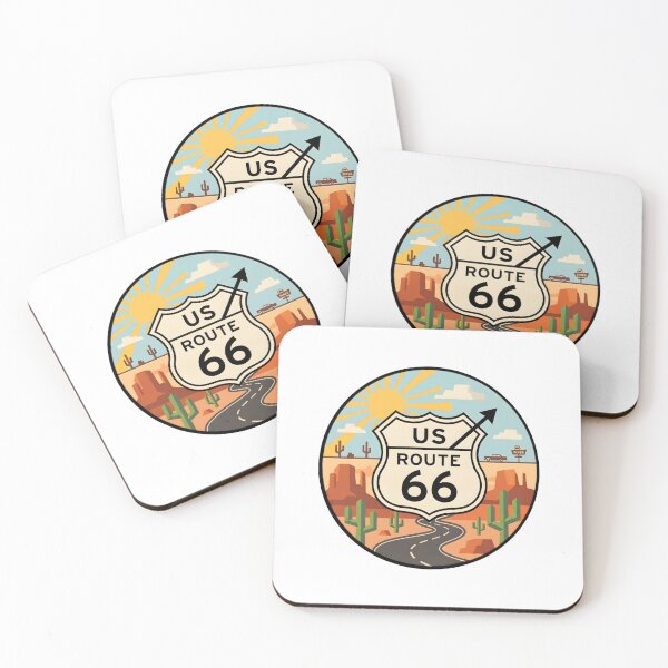 Item preview, Route 66 Vintage Highway Sign Desert Road Trip Retro Travel Art. designed and sold by MyHappyArtShop.
