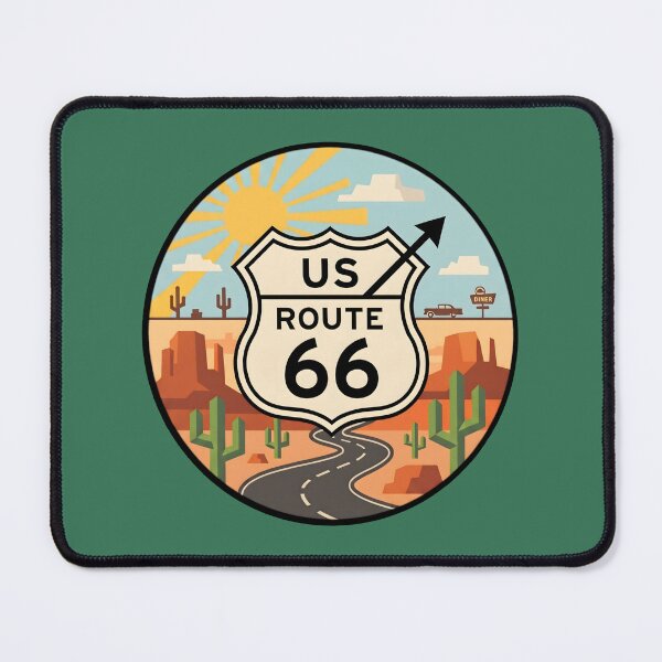 Item preview, Route 66 Vintage Highway Sign Desert Road Trip Retro Travel Art. designed and sold by MyHappyArtShop.