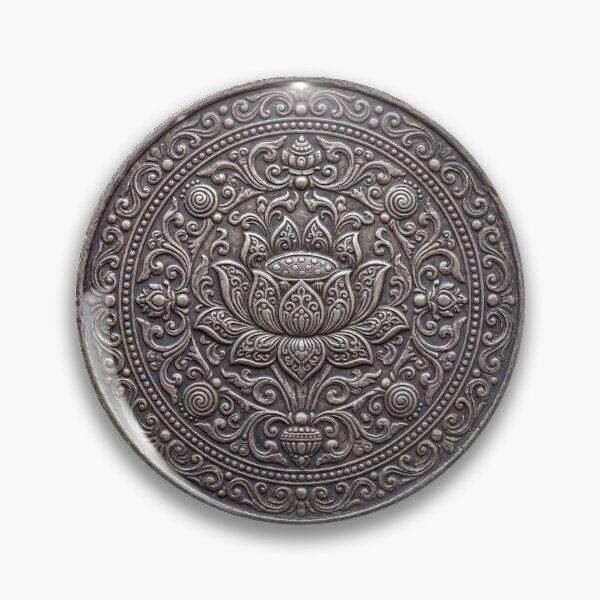 Item preview, Silver Buddhist Lotus Coin Art | Hindu Sacred Coin Design designed and sold by CosmicLotusArt.