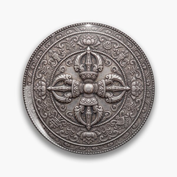 Item preview, Silver Vajra Coin Art | Hindu Sacred Coin Design designed and sold by CosmicLotusArt.