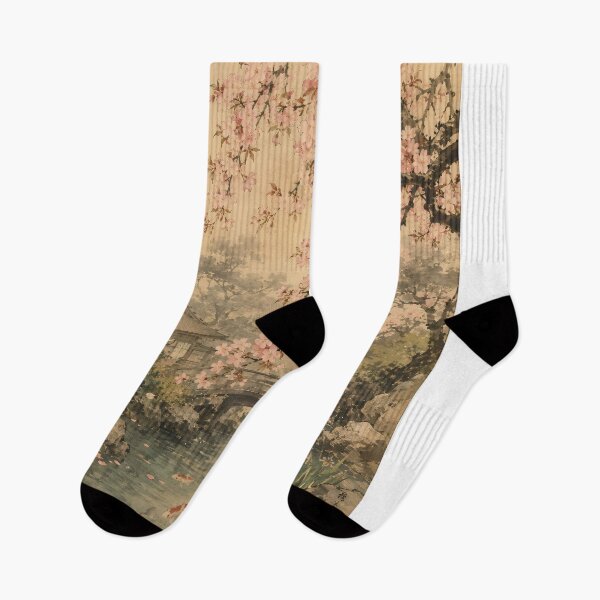 Item preview, Kingfisher under cherry blossoms – Japanese garden pond designed and sold by Kallandra.