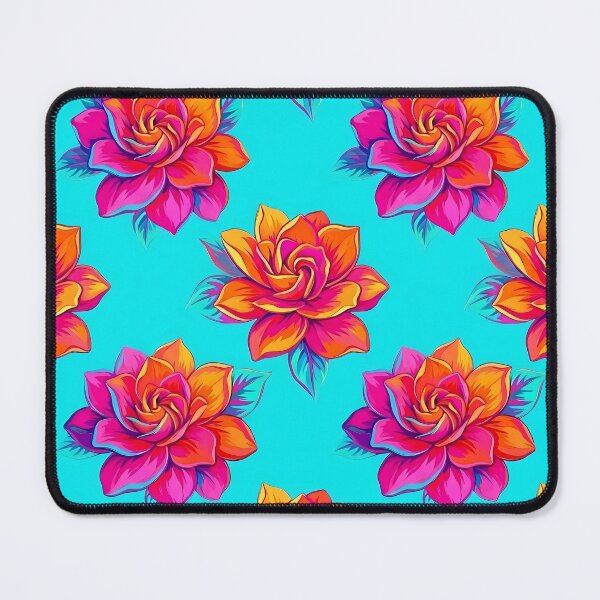 Item preview, Bright Pink and Orange Flowers on Blue designed and sold by Lasofficial.