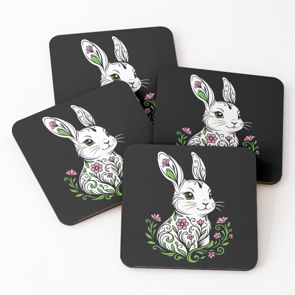 Item preview, Cute Botanical Bunny Vector Stencil Art designed and sold by ZUMERI.