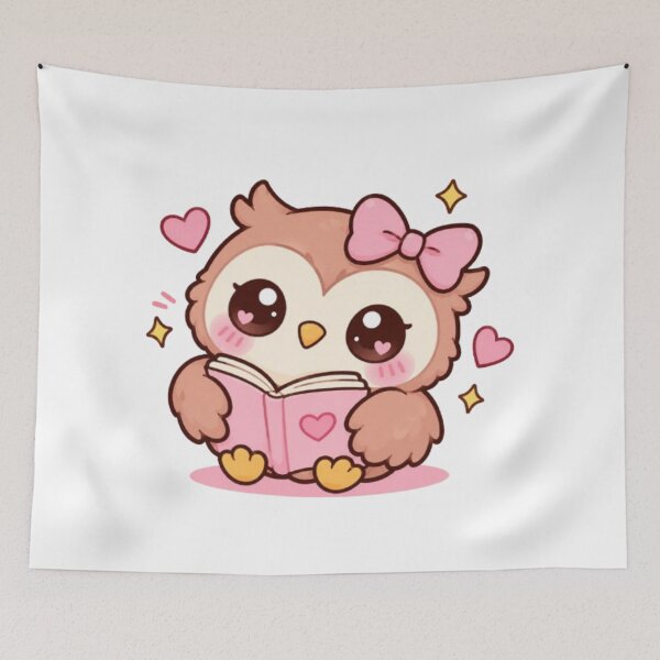 Item preview, Cute kawaii owl reading sticker designed and sold by Vegasstickers.