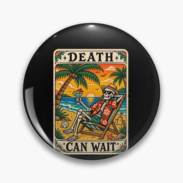 Item preview, Funny Beach Vacation Skeleton Tarot Card Humor Art designed and sold by elderberry.
