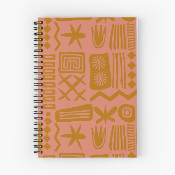 Item preview, Abstract Tribal Boho Organic Shapes Seamless Pattern Mustard and Salmon Pink designed and sold by Itaya Art.