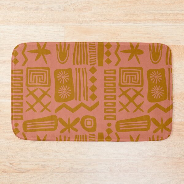 Item preview, Abstract Tribal Boho Organic Shapes Seamless Pattern Mustard and Salmon Pink designed and sold by Itaya Art.
