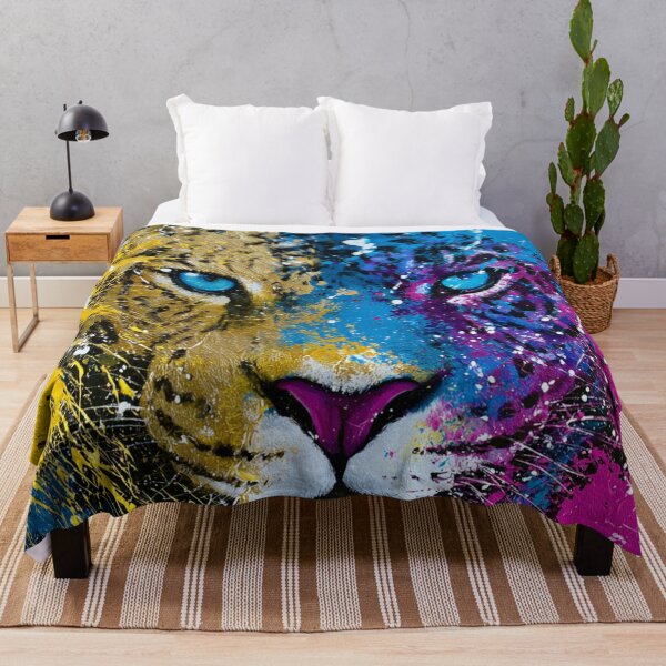 Item preview, colorful jaguar, big cat portrait designed and sold by dcrc.