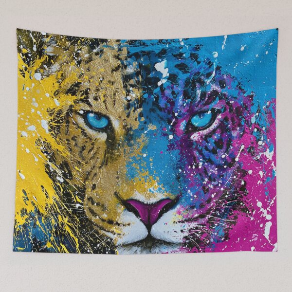 Item preview, colorful jaguar, big cat portrait designed and sold by dcrc.