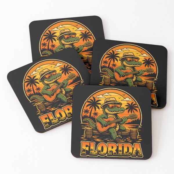 Item preview, Charming alligator playing guitar in sunset florida designed and sold by rafaeltto.