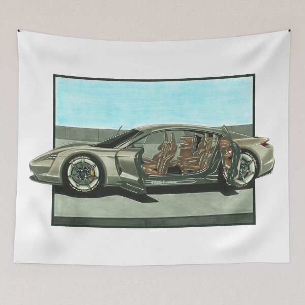 Item preview, Exclusive drawing modern futuristic germany supercar Taycan Turbo S Mission E designed and sold by Cars23.