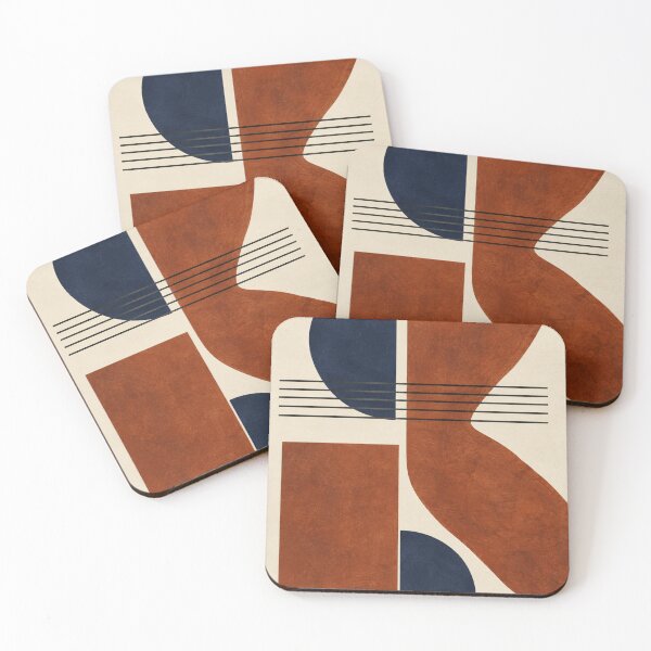 Item preview, Japandi Abstract Geometric Shapes in Terracotta and Navy Blue designed and sold by Zaramodo.