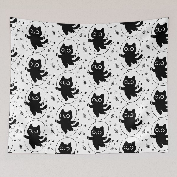 Item preview, Cute Kawaii Black Cat Jumping Rope Playful Doodle Art designed and sold by Cipher & Soul.