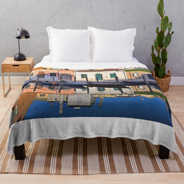 Item preview, Perfect water reflection of colorful houses and boats in Chioggia canal, Italy designed and sold by goceris.