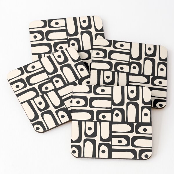 Item preview, Mid Century Modern Abstract Black and Cream Piquet Tiled Pattern designed and sold by kierkegaard.