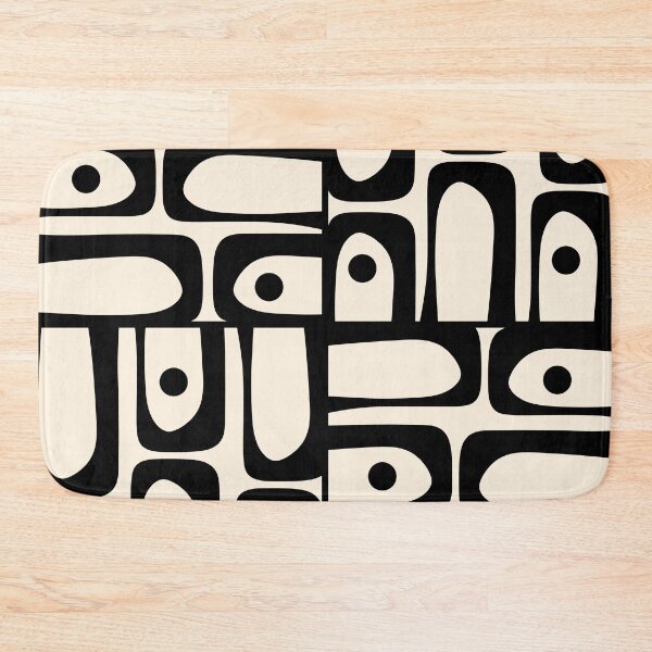 Item preview, Mid Century Modern Abstract Black and Cream Piquet Tiled Pattern designed and sold by kierkegaard.