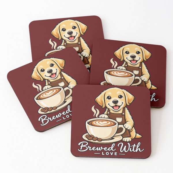 Item preview, Brewed With Love Cute Golden Retriever Puppy Barista Coffee Design designed and sold by RobertArt08.