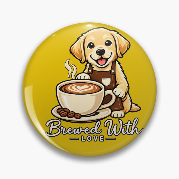 Item preview, Brewed With Love Cute Golden Retriever Puppy Barista Coffee Design designed and sold by RobertArt08.