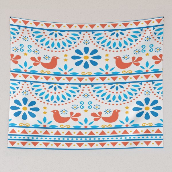 Item preview, Mexican Folk Art Birds & Flowers designed and sold by PoloPrintsUK.