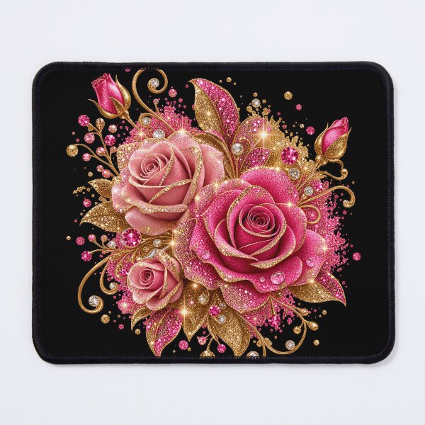Item preview, Glittering Pink and Gold Rose Bouquet – Luxury Sparkle Floral Design designed and sold by Lily Lola.